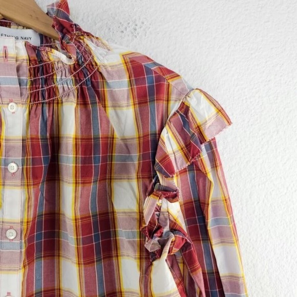 Something Navy Betsy Ruffle Button Top Size Small - image 3